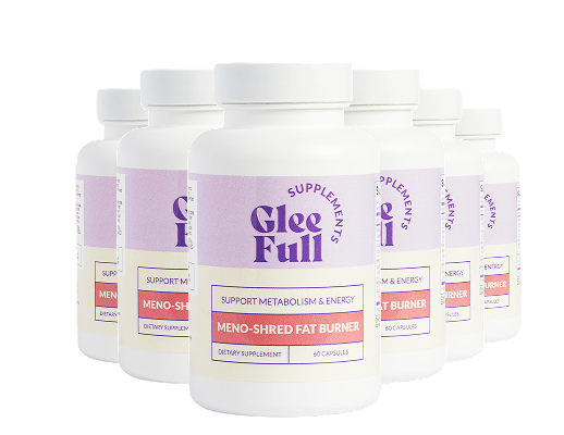 Six bottles of Gleefull Meno-Shred Fat Burner — 6-month supply